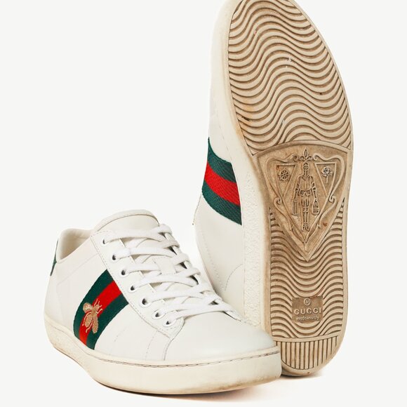 Gucci Ace Bee Womens White Leather Sneaker - Picture 4 of 12